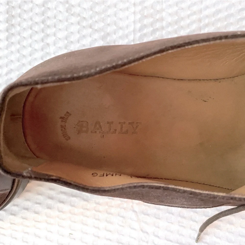 Bally Suede Oxford Shoes Chocolate Brown Men's 10.5 E